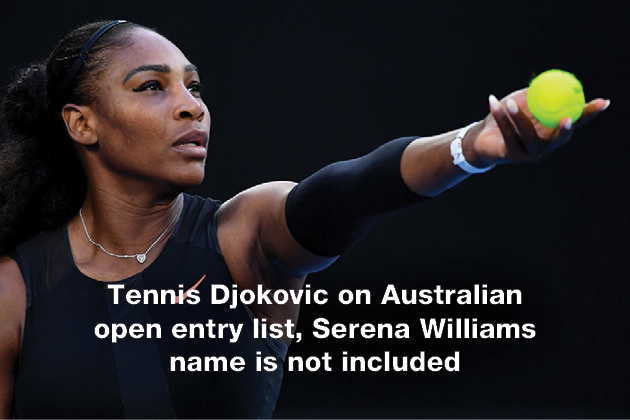 Tennis Djokovic on Australian open entry list, Serena Williams name is not included