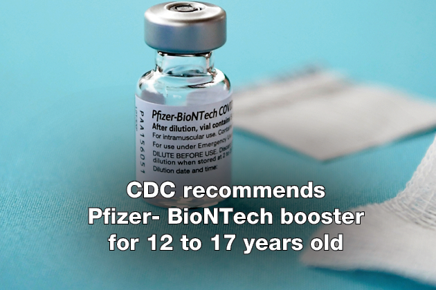 CDC recommends Pfizer- BioNTech booster for 12 to 17 years old