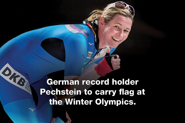 German record holder Pechstein to carry flag at the Winter Olympics.